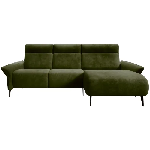 Ecksofa STEVIO – mit elektrischer Relaxfunktion, modernes Design - Olive