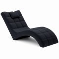 Chaiselongue LONDON NEW Veganes Leder Wellenfedern Schwarz (Gavin 29)