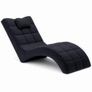 Chaiselongue LONDON NEW Veganes Leder Wellenfedern Schwarz (Gavin 29)