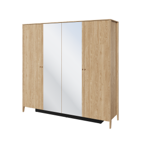 Kleiderschrank COZY Viertürigermit mit zwei Kleiderstangen sechs Regale 220 cm CZ-01