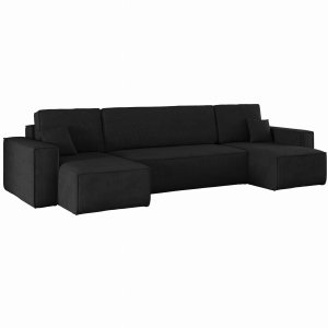 Ecksofa KARL U mit Schlaffunktion Bettkasten Schwarz (Poso 135)
