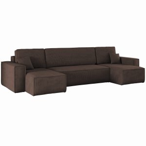 Ecksofa KARL U mit Bettkasten Schlaffunktion Braun (Poso 06)