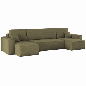 Ecksofa KARL U Schlaffunktion 312 cm Bettkasten Olivgrün (Poso 44)
