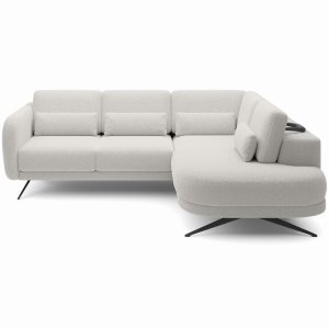 Ecksofa ILUSIO L Elektrisch Relaxfunktion verstellbare Sitztiefe Weiß Bouclé (Quelle 01)