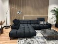 Ecksofa mit elektrische Sitzverstellung PLAZA L Samt SOLAR 99 Schwarz