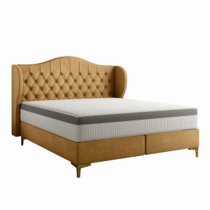 Bett LEGEND mit Matratze Pocket Kokosnuss Doppelbett Polsterbett Bernstein Gelb (Whisper 09)