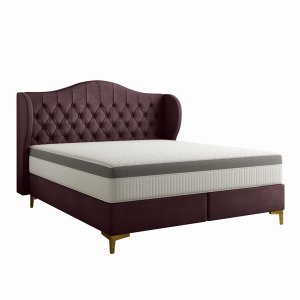 Bett LEGEND mit Matratze Pocket Kokosnuss Doppelbett Polsterbett Wein Lila (Whisper 14)