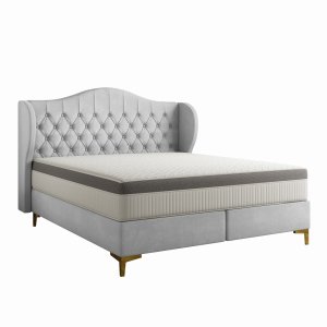 Bett LEGEND Polsterbett mit Matratze Pocket Kokosnuss Doppelbett Hellgrau (Whisper 16)