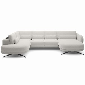 Ecksofa ILUSIO XL verstellbare Sitztiefe Elektrisch Relaxfunktion Weiß Bouclé (Quelle 01)