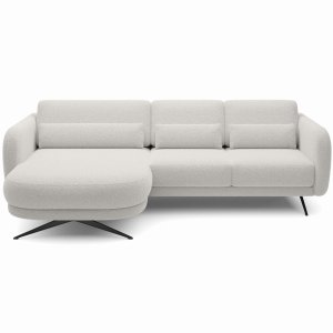Ecksofa ILUSIO MINI Elektrisch verstellbare Sitztiefe 260 cm Relaxfunktion Weiß Bouclé (Quelle 01)