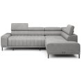 Ecksofa CALDO L mit Schlaffunktion Bettkasten Relaxfunktion Hellgrau (Ontario 14)