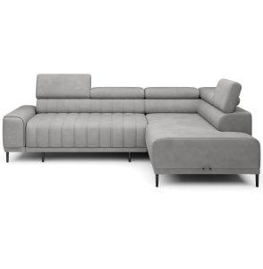 Ecksofa CALDO L mit Schlaffunktion Bettkasten Relaxfunktion Hellgrau (Ontario 14)