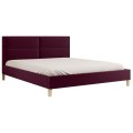 Bett LANDO Polsterbett Kopfteil mit Nähten Holzfüße Violett
