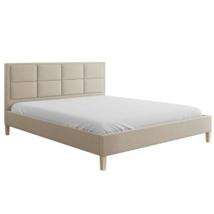 Bett REN Polsterbett Kopfteil mit Nähten Beine zur Auswahl Creme (Matt Velvet 06)