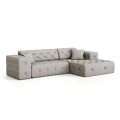 Ecksofa MODEST MINI L-Form Links/Rechts gesteppt mit Kissen - Creme