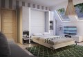 Wandklappbett Concept Pro 2 120x200 Vertikal Lenart Bett Weiß und Weiß Hochglanz