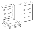Wandklappbett Concept Pro 1 140x200 Vertikal Grau und Eiche Sonoma Lenart Bett