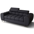 Sofa ASPEN II Ledersofa 195 cm 2-Sitzer mehrstufige Kopfstützenverstellung Schwarz, U-70