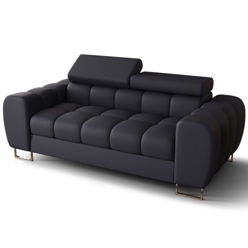 Sofa ASPEN II Ledersofa 195 cm 2-Sitzer mehrstufige Kopfstützenverstellung Schwarz, U-70
