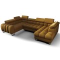 Ecksofa ASPEN MAX II Ledersofa U-form Schlaffunktion 195x350x170 cm Bettkasten Senf (K-99)