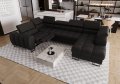 Ecksofa ASPEN MAX II RELAX Ledersofa 198x350x170 cm U-form Schlaffunktion Bettkasten Schwarz (K-22) - Links