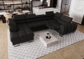 Ecksofa ASPEN MAX II RELAX Ledersofa 198x350x170 cm U-form Schlaffunktion Bettkasten Schwarz (K-22) -  Rechts
