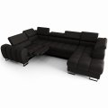 Ecksofa ASPEN MAX II RELAX Ledersofa 198x350x170 cm U-form Schlaffunktion Bettkasten Schwarz (K-22)