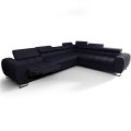 Ecksofa ASPEN MAX RELAX Ledersofa Kopfstützenverstellung 330×260 cm Schlaffunktion Bettkasten Graphit (K-58)