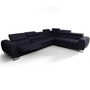 Ecksofa ASPEN MAX RELAX Ledersofa Kopfstützenverstellung 330×260 cm Schlaffunktion Bettkasten Graphit (K-58)