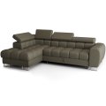 ASPEN MINI Ecksofa Leder mit Schlaffunktion, Bettkasten & verstellbaren Kopfstützen 260×170 cm – Olivgrün (L-2)