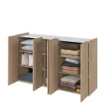 Kommode EASY Schrank mit LEDs EA-01 Eiche / Weiß Hochglanz