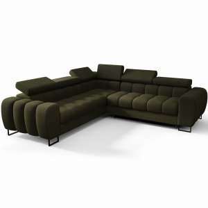 ASPEN MAX Ecksofa mit Schlaffunktion, verstellbare Kopfstützen & Bettkasten, 260×260 cm, Dunkelgrün (Aragon 39)