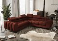 Ecksofa mit Schlaffunktion, verstellbare Kopfstützen & Bettkasten