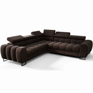 ASPEN MAX Ecksofa mit Schlaffunktion, verstellbare Kopfstützen & Bettkasten, 260×260 cm, Braun (Terra 26)