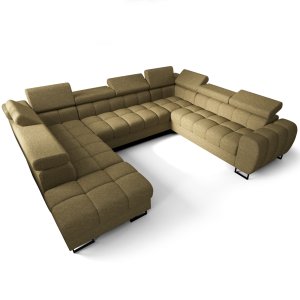 Ecksofa ASPEN MAX I 265x350x225 cm U-form Schlaffunktion zwei Bettkasten Grün (Aragon 35)