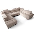 Ecksofa ASPEN MAX I Schlaffunktion zwei Bettkasten 265x350x225 cm U-form Beige (Gemma 04)