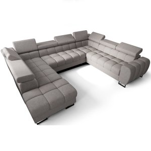 Ecksofa ASPEN MAX I Schlaffunktion 265x350x225 cm zwei Bettkasten U-form Hellgrau (Moly 70)