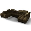 ASPEN MAX II Ecksofa U-Form mit Schlaffunktion & Bettkasten, 195x350x170 cm, Olivgrün (Moly 38)