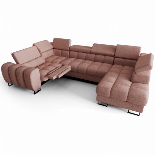 Ecksofa ASPEN MAX II RELAX Schlaffunktion U-form 198x350x170 cm Bettkasten Rosa (Aragon 62)