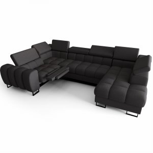 Ecksofa ASPEN MAX II RELAX 198x350x170 cm Schlaffunktion U-form Bettkasten Dunkelgrau (Gemma 90)