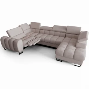 Ecksofa ASPEN MAX II RELAX 198x350x170 cm U-form Bettkasten Schlaffunktion Creme (Moly 04)