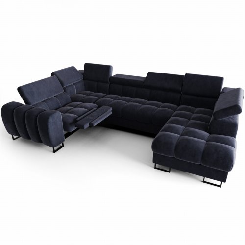 Ecksofa ASPEN MAX II RELAX 198x350x170 cm Bettkasten Schlaffunktion U-form Dunkelblau (Terra 76)