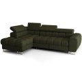 ASPEN MINI Ecksofa mit Schlaffunktion, Bettkasten & verstellbaren Kopfstützen 260×170 cm, Olivgrün