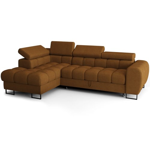 ASPEN MINI Ecksofa mit Schlaffunktion, Bettkasten & verstellbaren Kopfstützen 260×170 cm, Kupferrot