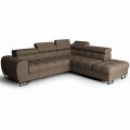 ASPEN Ecksofa 260×225 cm mit Schlaffunktion, Bettkasten & verstellbaren Kopfstützen, Braun (Primo 15)