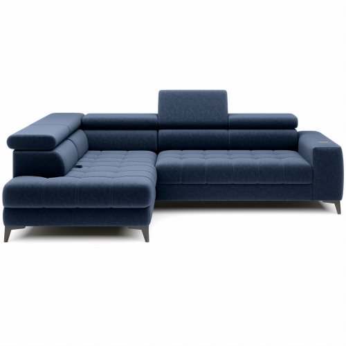 Ecksofa ASTOLA Bettkasten Schlaffunktion Relaxfunktion ausziehbare Rückenlehne Dunkelblau (Lounge 13)