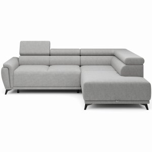 ATLANTA Ecksofa mit verstellbare Rückenlehne, Schlaffunktion & Bettkasten - Hellgrau