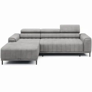 Ecksofa CALDO MINI mit Schlaffunktion Bettkasten Relaxfunktion Hellgrau (Ontario 14)
