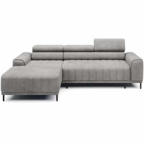 Ecksofa CALDO MINI mit Schlaffunktion Bettkasten Relaxfunktion Hellgrau (Ontario 14)
