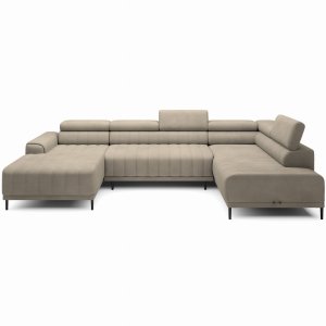 Ecksofa CALDO XL – U-Form mit Bettkasten, Schlaffunktion & Relaxfunktion, 342 cm, Beige (Ontario 02)